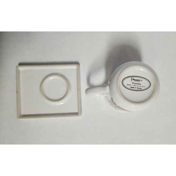 Vintage 1995 Potpourri Designs Message Mug Trivet Box Peaches J. Burns Peeples - Picture 9 of 16